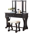 thumbnail image 4 of Poundex Vanity Set Featuring Stool And Mirror Black, 4 of 4