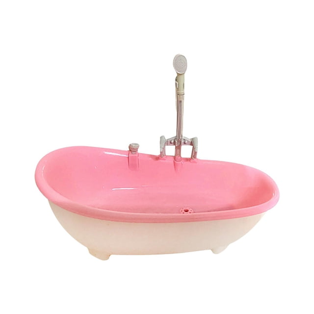 Vogacara 1/6 Miniature Bathtub Pretend Toys 12inch for Doll casas de muñecas Rosa claro