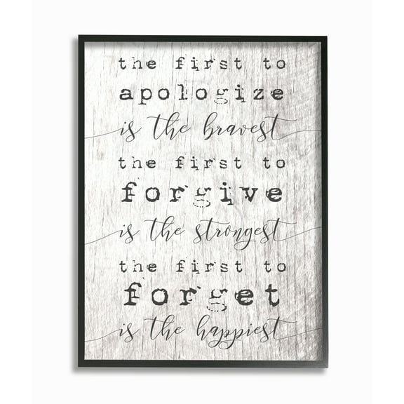 Stupell Industries Bravest Strongest Happiest Virtues Typography Typography Painting Black Framed Art Print Wall Art, 16 x 20