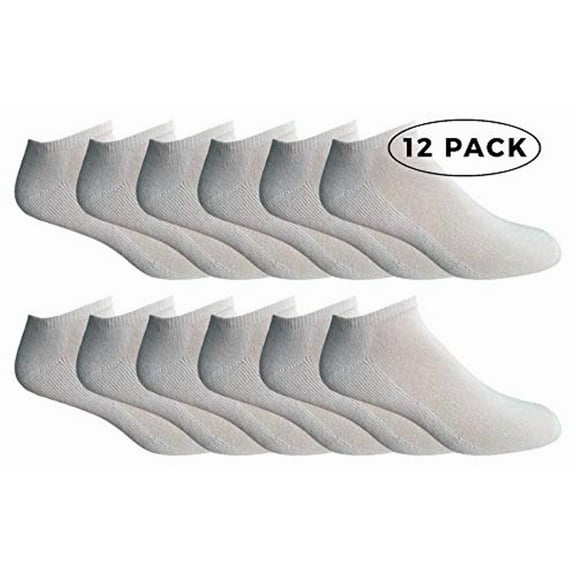 SOCKS'NBULK Mens Cotton No Show Socks, Soft Sports Socks In Bulk, King Size 10-13 (White, 12)