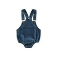 thumbnail image 2 of Infant Baby Boy Girl Denim Romper 6M 12M 18M 24M Sleeveless Strap Onesie Bodysuit with Pocket Fall Winter One Piece Outfits, 2 of 9