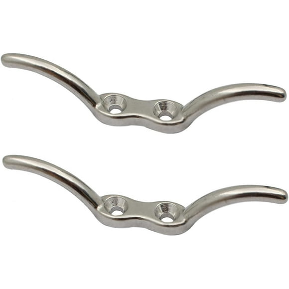 Nickel Plated Stainless Steel Rope Cleat For Docks And Boats, Heavy Duty Cord Cleat With Polished Surface And Easy Installation (2 PCS)