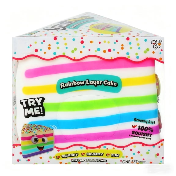 5" Viral Rainbow Layer Cake Squishy - Ultra-Soft Slow Rising Giant Squishy Cake , Stress Relief Squeeze Fidget Toy for Adults, Focus & Relaxation