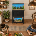 thumbnail image 4 of Black 10 Gallon Metal Frame Aquarium Stand with Storage Cabinet and Open Shelf, 4 of 8