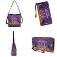 thumbnail image 4 of ZUXONGSY Halloween Skull Pumpkin Raven Print 2 Pcs Bucket Purse Set for Women Multipurpose Leather Crossbody Handbag with Wrist Wallet Trendy Bucket Bag Tote Purse Set for Dating, 4 of 4