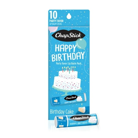 ChapStick Party Favor Happy Birthday Lip Balm Pack, Lip Care, 10 Ct (0.15 Oz Each)
