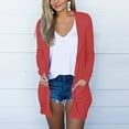 thumbnail image 2 of kamemir Light Weight Cardigan Women Women's Open Front Casual Long Sleeve Knit Classic Sweaters Cardigan( Red,S), 2 of 6