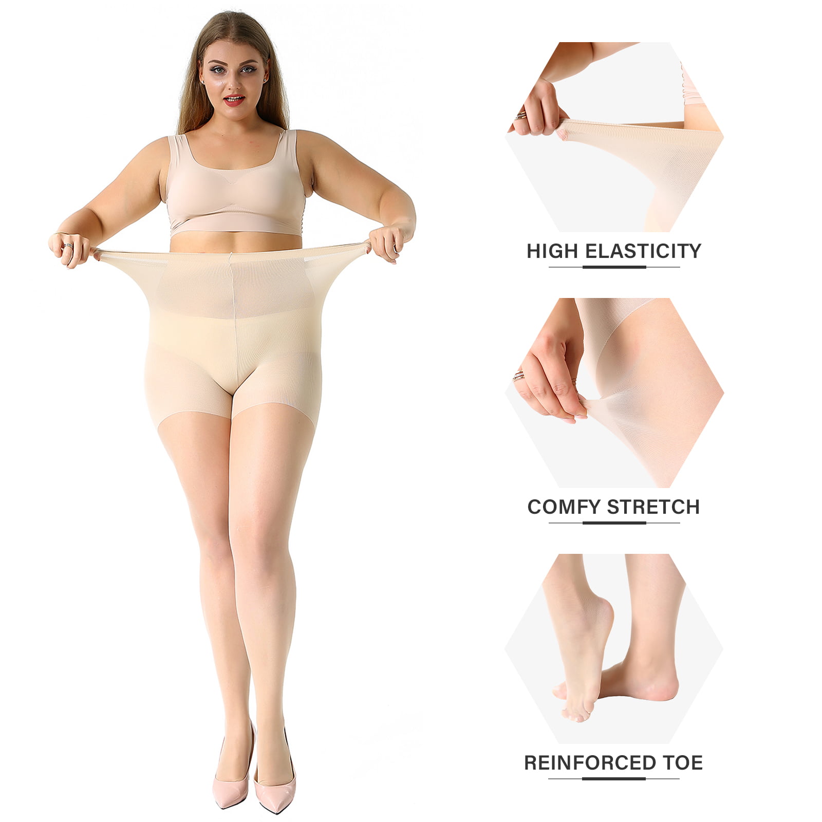 Pianpianzi plus Size Nude Tights for Women High Idolize Fleece Lined Tights  Women Sheer Warm Pantyhose Women's Fake Through Meat Bottoming Stockings