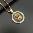 thumbnail image 5 of Men's Fashion 14K Yellow Gold Rhinestones Lion Head Animal Pendant Necklace Hiphop Punk Personality Jewelry, 5 of 7