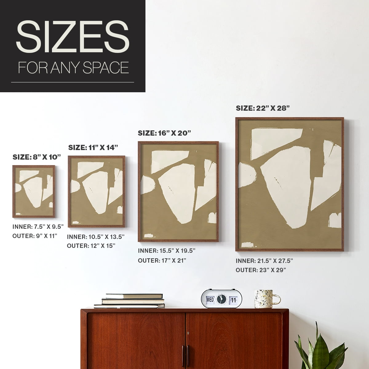 Chunky Abstract III Framed Print in Brown Solid Wood Framed Print No Nail Hanging