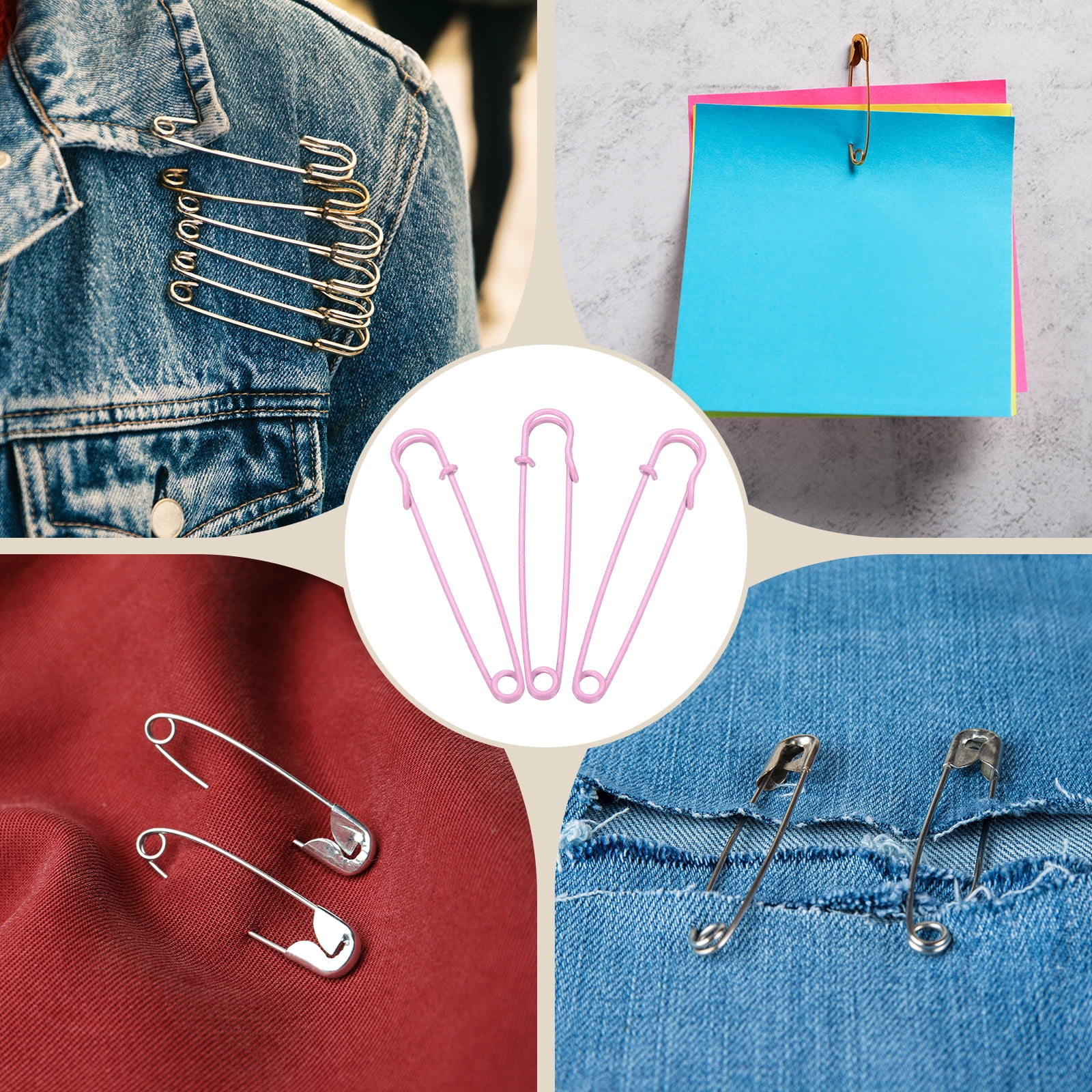 Uxcell 30pcs Safety Pins 100mm Baked Paint Large Safety Pin for Clothes, Pink