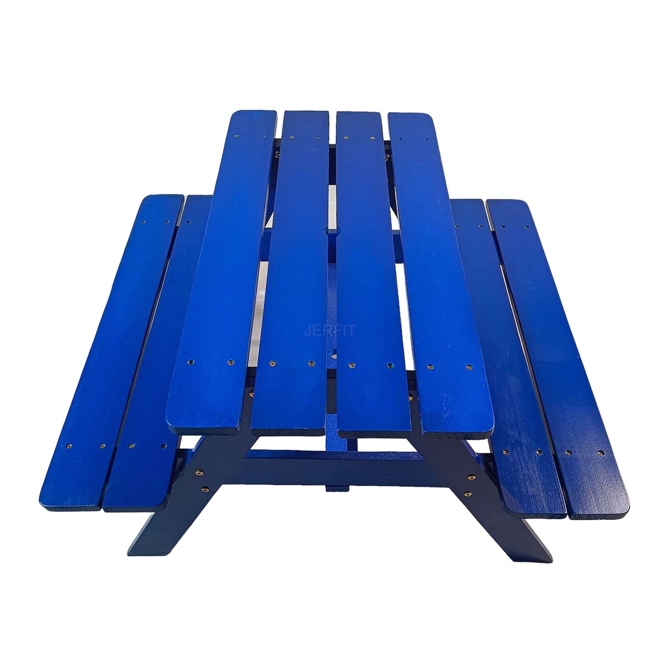 JERFIT Kids Table and Chair Set, Solid Wood Childrens Activity Desk with 2 Chairs, Small Table for Toddlers, Blue