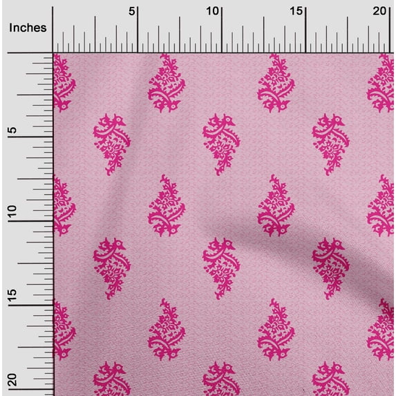 oneOone Cotton Poplin Fabric Leaves & Floral Block Print Fabric By The Yard 56 Inch Wide