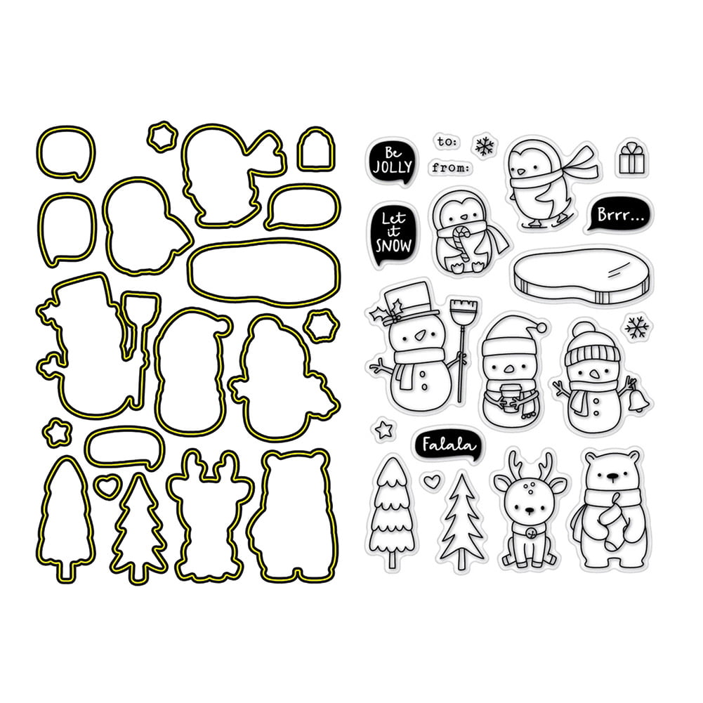 Christmas Gifts Snowman Clear Stamps for Card Making Scrapbooking Crafting DIY Decorations Christmas Words Transparent Silicone Seal Stamps for Embossing Album Crafts 