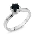 thumbnail image 2 of Gem Stone King 925 Sterling Silver Black Onyx 6-Prong Solitaire Ring for Women (0.46 Cttw, Round 5MM, Gemstone Birthstone, Size 7), 2 of 3