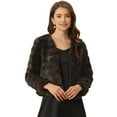 thumbnail image 1 of Abrigo mullido de piel sintétisin cuello chaquerecortacálide invierno pamujer Marrón Oscuro M, 1 of 6