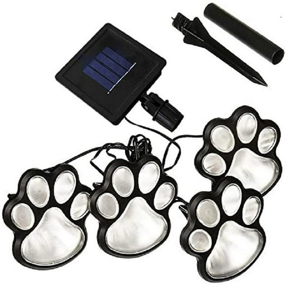 Outdoor LED Solar Garden Path Lawn Yard Decor Lamp, Solar Dog Cat Animal Paw Print Lights for Pet Dog Cat Lover White light