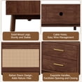 thumbnail image 6 of Euroco 70 inch Modern TV Stand with Rattan Doors for TVs up to 80", Media Console with Storage Space, 4 Drawers & Cable Holes, Entertainment Center for Living Room, 6 of 23