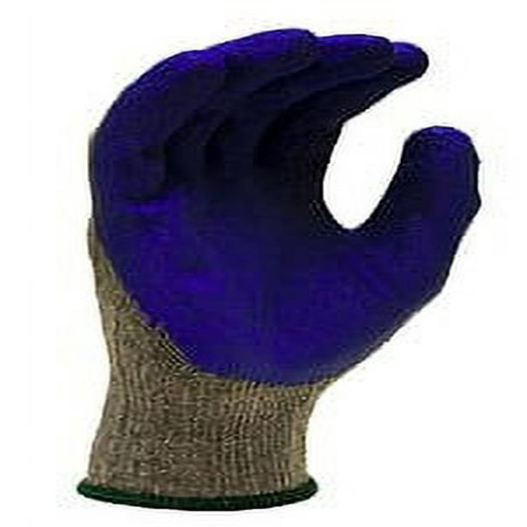 WOLF Safety Work Gloves Blue Textured Rubber Latex Grip Knit Glove /  American.