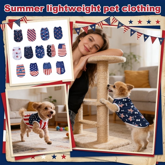 American Flag Inspired Dog Vest,patriots dog jersey,Patriotic American Flag Print Summer Lightweight Breathable Pet Vest for Small Medium Dogs,Black L