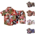 thumbnail image 4 of Odeerbi 1-6 Years Toddler Boys Summer Hawaiian Outfits Cotton Beach Tropical Print Short Sleeve Shirt Shorts Set Graphic Casual Two-piece Set Toddler Boys Clothes, 4 of 4
