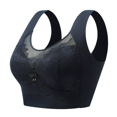 Last Chance: T-Shirt Bras for Women No Underwire  Sujetadores Con Aros para Mujer  Woman s Embroidered Glossy Comfortable Breathable Bra Underwear No Rims SOPATENOR Black XL