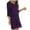 Purple, variant on Women Night Robe Solid Color Lace Trim 3/4 Sleeve V Neck Loose Fit Sleep Spring Summer Home Silky Breathable Elegant Soft Lingerie Kimono