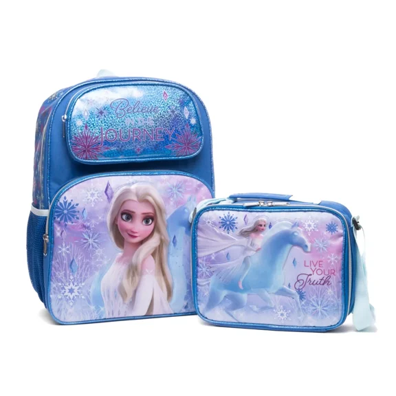 Disney Frozen Elsa 16" School Backpack With Lunch Bag Set
