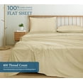 thumbnail image 4 of Royale Linen 400 Thread Count 100% American Grown Cotton Flat Sheet - Cooling Sheets - Twin Sheets - Luxury Sateen Weave - Twin Flat Sheet Sold Separately - Sand Flat Sheet Only (Twin, Moroccan Sand), 4 of 9