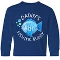 thumbnail image 3 of Inktastic Daddy's Fishing Buddy with Cute Blue Fish Long Sleeve Youth T-Shirt, 3 of 5