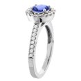 thumbnail image 3 of 10K White Gold Natural Tanzanite Ring Round 6mm Floating Halo Diamond, size 8, 3 of 4