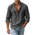 thumbnail image 3 of ZUBKTE Mens Button Down Shirt Casual Long Sleeve Shirts | Spread Collar, Hippie Beach Tops, Solid Color, Summer Beach Wedding, Shirts for Men, 3 of 9