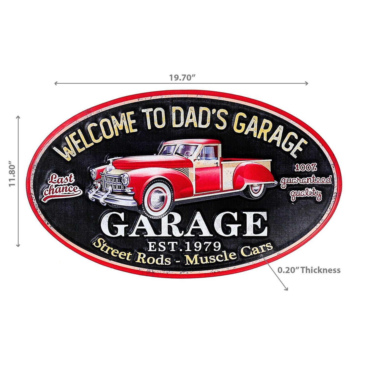 IH Casa Decor Embossed Oval Metal Sign Welcome To Dad'S Garage