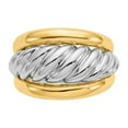 thumbnail image 5 of Solid 14k Yellow and White Gold Two Tone Twisted Dome Ring Band Size 9, 5 of 6