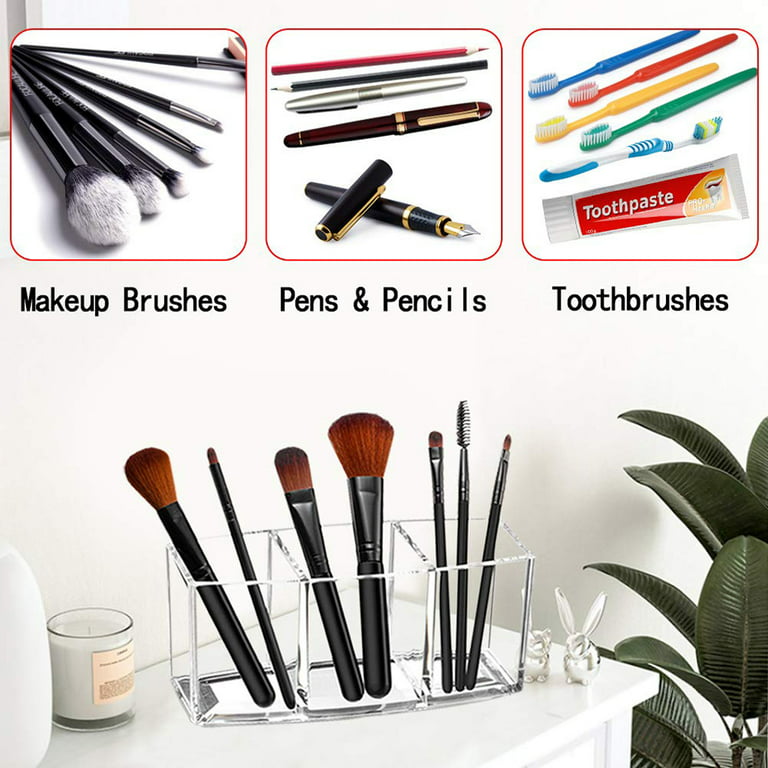 2PCS Makeup Brush Holders Organizer for Vanity Countertop,Crystal