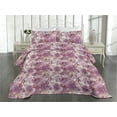 thumbnail image 2 of Ambesonne Nostalgic Flowers Quilted Bedspread Set 3 Pcs, Vintage Roses, Queen, Purple and Champagne, 2 of 4