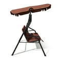 thumbnail image 2 of Patiojoy Hamac à Bascule d'Extérieur 3 Places avec Auvent Imperméable Réglable, Cadre en Aluminium, Chaise Balançoire de Patio, Café, 2 of 8