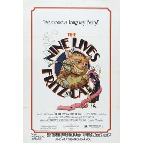 Nine Lives Of Fritz The Cat Movie Poster 24x36 24inx36in Multi-Color Square Adults Poster Time