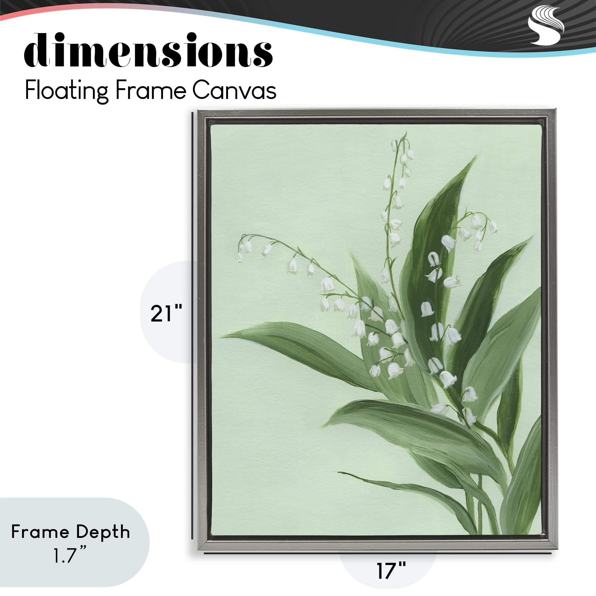 Stupell Industries Gentle Lily of Valley Gray Framed Floater Canvas Wall Art, design by Grace Popp