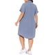 thumbnail image 4 of Vestido de mezclilla de mujer de talla grande Agnes Orinda, con cuello, manga corta, botones, dobladillo curvado, estilo casual, corte A, midi, con bolsillos, 3X azul claro, 4 of 8