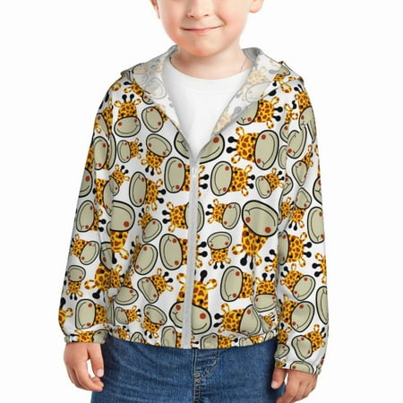 

Gaeub Giraffes Head Print Athletic Sun Protection Hoodie for Kids Long Sleeve Outdoor UV Shirt Running Fishing Top for Boys Girls-3 Years