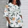 thumbnail image 2 of BangWanChi 3/4 Length Sleeve Womens Tops Plus Size Tunic Women's Ladies Fashion Casual Cropped 3/4 Sleeve Printing Cotton Loose Shirt Blouse Top, 2 of 5