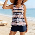 thumbnail image 2 of Sokhug Womens Summer Printed Tankini Set Beaded Detail Athletic Swim Trunks with Pockets Two Piece Swimwear, 2 of 9