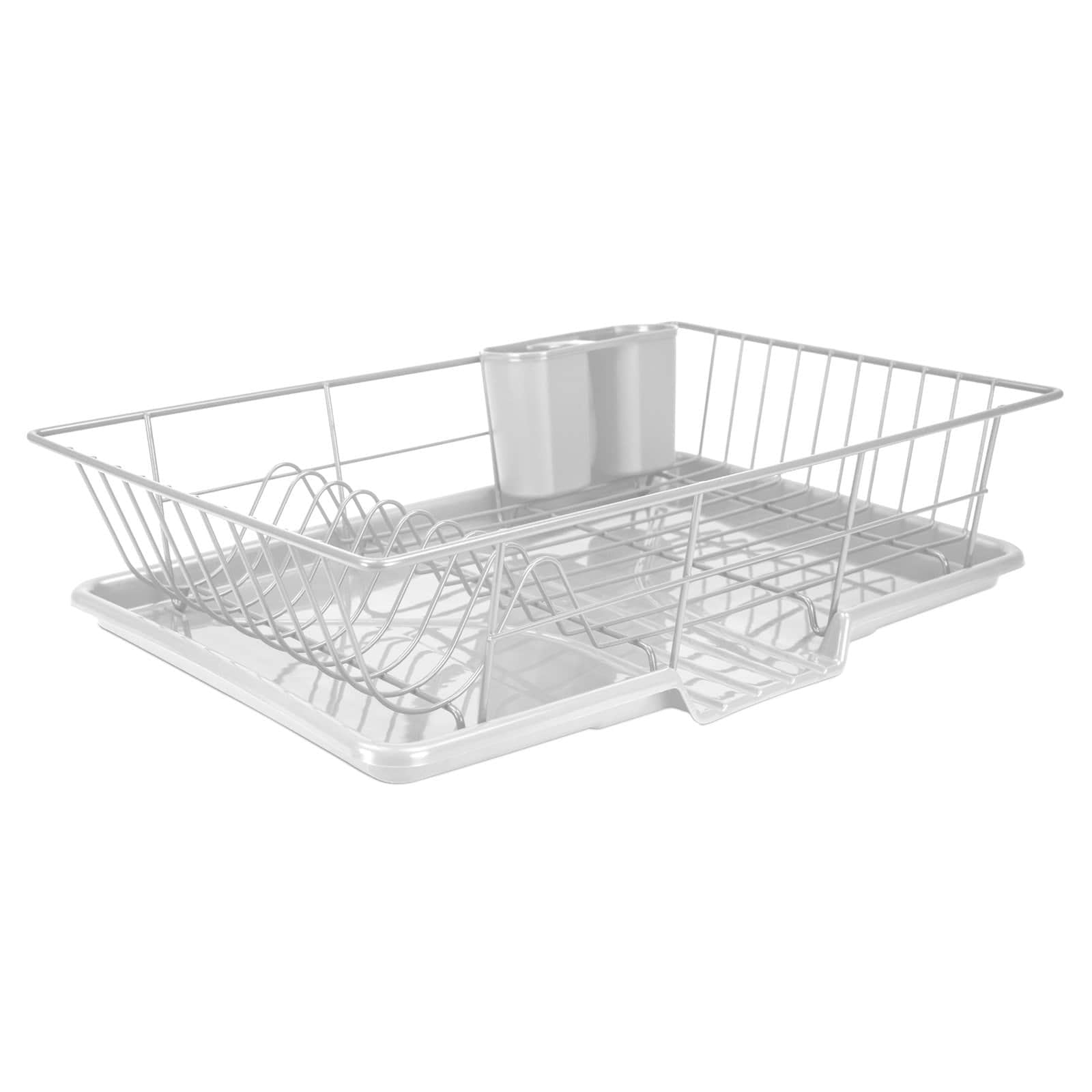 Home Intuition 3-Piece Dish Drying Rack Drainer Set 17 x 13.75 x 5 Black