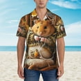 thumbnail image 2 of Pofeuu Modern Floral Guinea Pig Print Hawaiian Shirt for Men Sleeves Casual Button Down Summer Beach Dress Shirts T-Shirts,3X-Large, 2 of 7