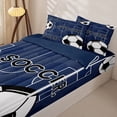 thumbnail image 3 of Homewish Ball Games Kids Zipper Twin Comforter Sets with Fitted Sheet and 2 Pillowcases For Boys,Deepblue White Black Zipper Bedding Set,Navy Blue Reversible,4-Piece, 3 of 7