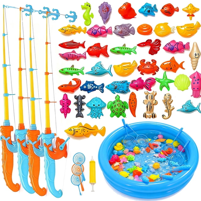 Juego de pesca VANNYVANYA, piscina inflable de 60 cm, 50 peces