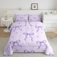 thumbnail image 2 of spefrowx Purple Princess Bowknot Queen Comforter Set, Cartoon Love Heart Star Print Comforter Sets Queen, Stars Reversible, 3pcs, 1 Comforter and 2 Pillowcases, 2 of 6