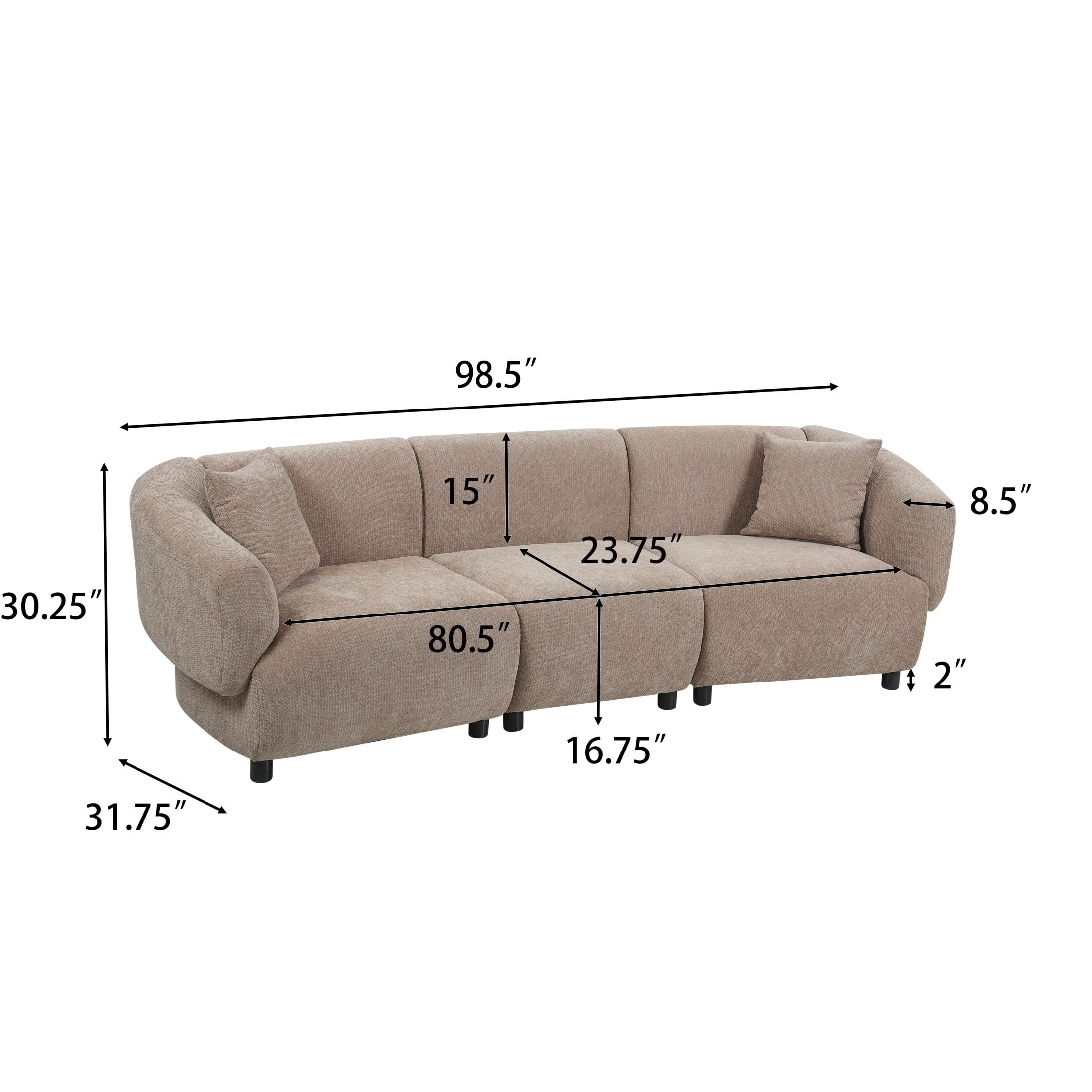 Christopher Knight Home 98.5" Curved Contemporary 3-Seat Sofa with Upholstered Plush Seating, Espresso