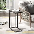 thumbnail image 2 of C Shaped End Table with Metal Frame - Modern Slim Sofa Side Table for Living Room, Grey, 2 of 9